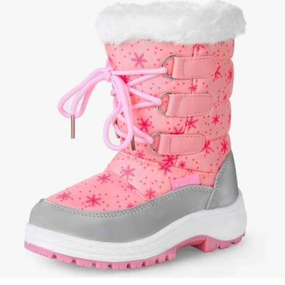 Cozy Pink and White Snow Boots - Picture 2 of 6